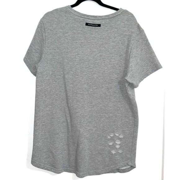 Alphalete XL Gray Distressed T-Shirt Cotton Blend Unisex - Picture 5 of 6